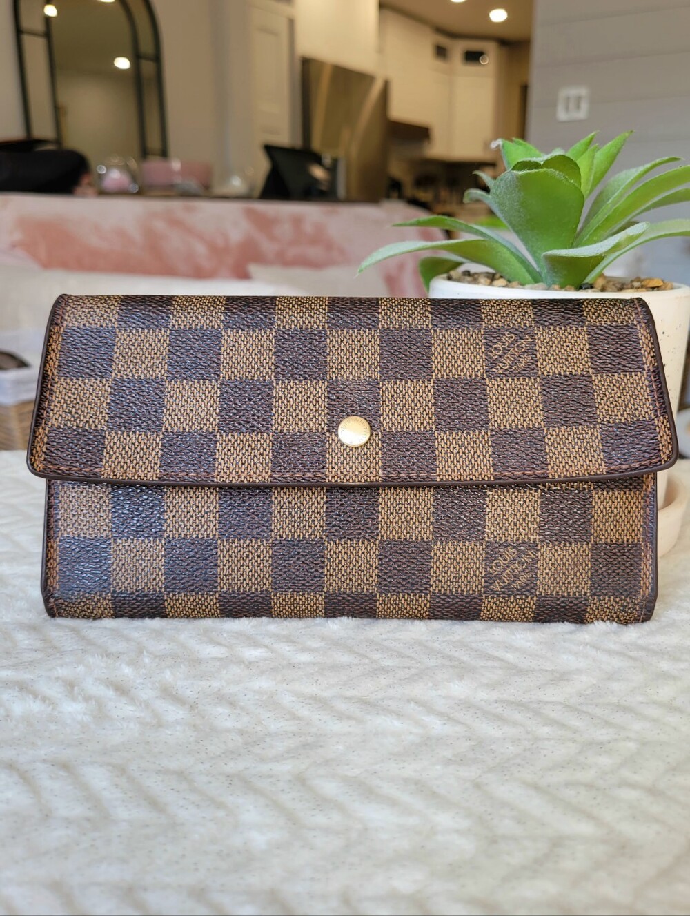 Louis Vuitton Damier Ebene Brown Continental Trifold Wallet